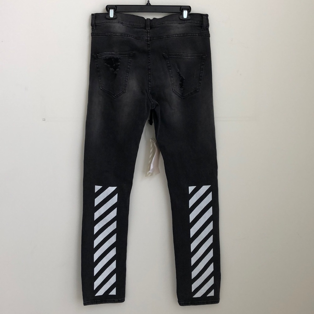 Off White C/O Virgil Abloh Distressed Jeans Sz 34
